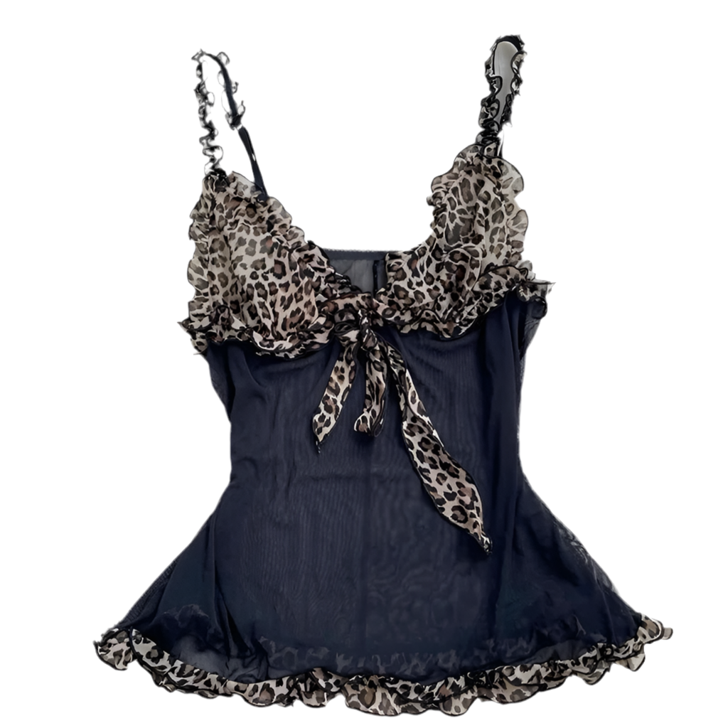 Y2k leopard print cami top