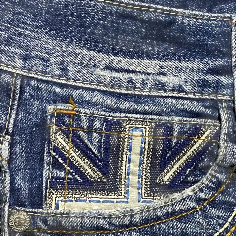 Wide-Leg Union Jack Jeans