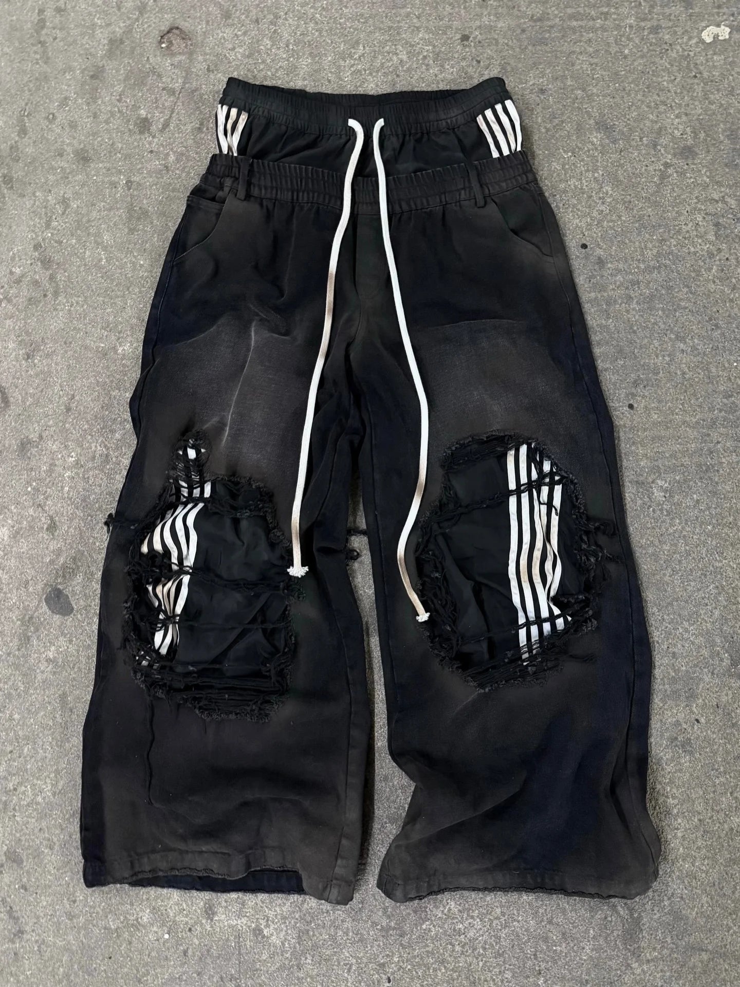 Double Waisted Striped Baggy Joggers
