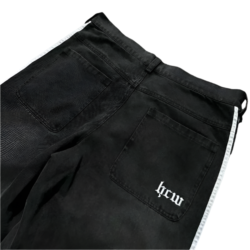 UNISEX Striped Black Jeans
