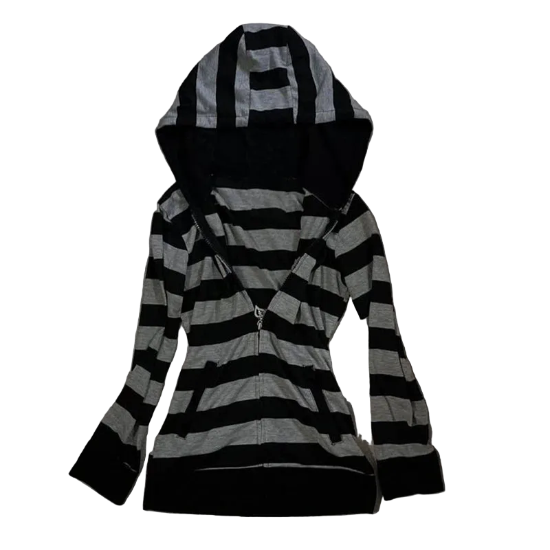 Striped Zipper Hoodie