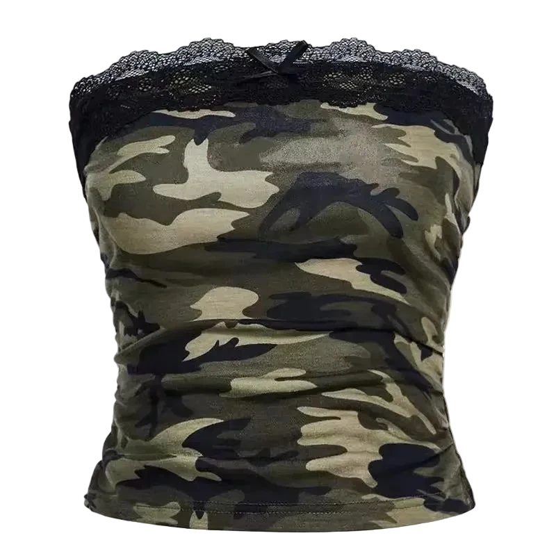 Lace Camo Bandeaux Top