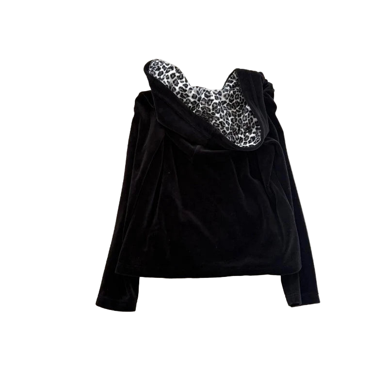 leopard print long-sleeved hoodie