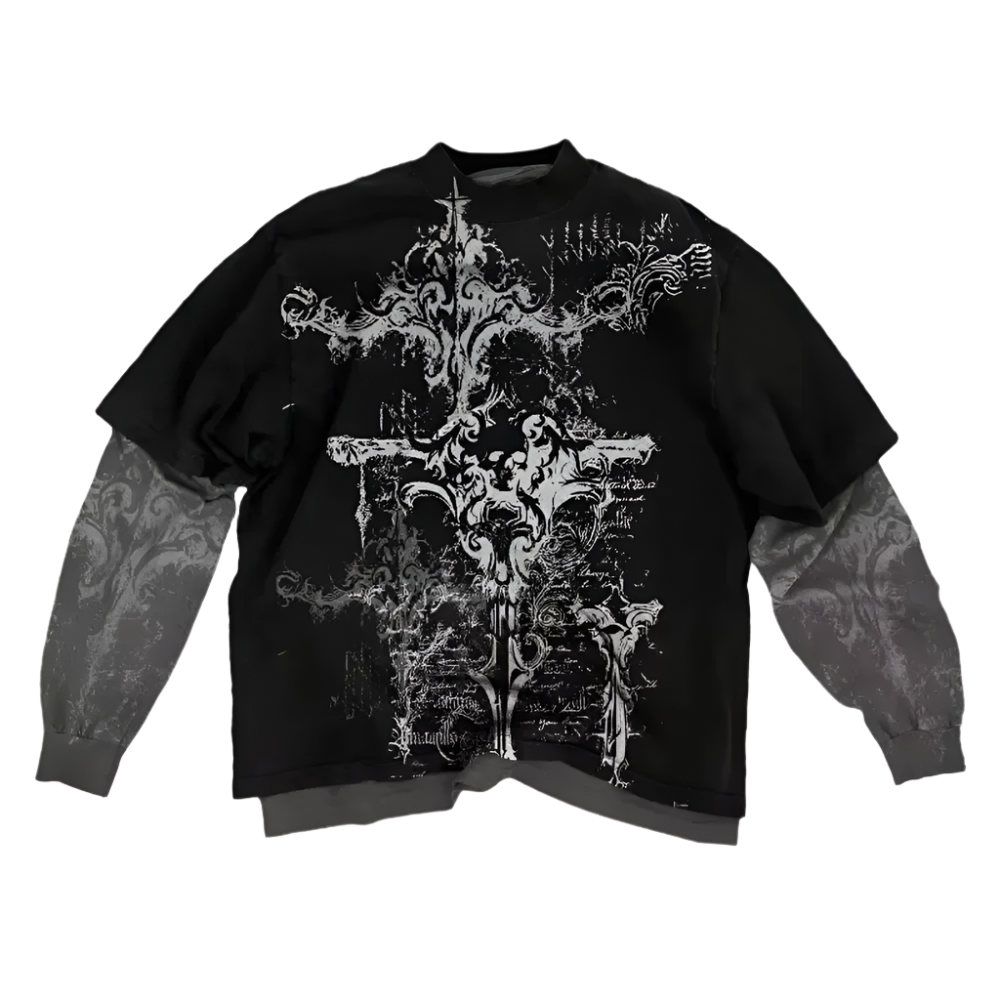 Skull Pattern Long sleeved T shirt