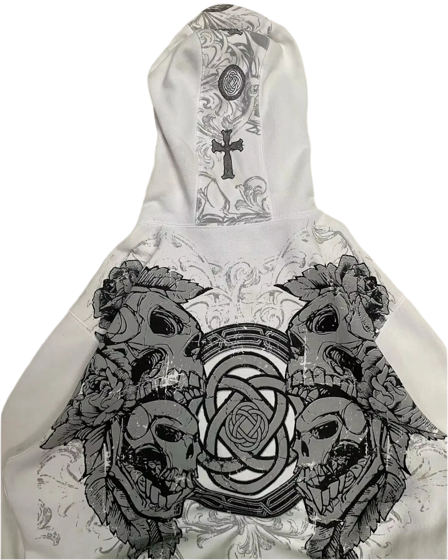 Skull Print Zip Up Hoodie