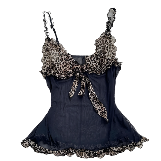 Y2k leopard print cami top