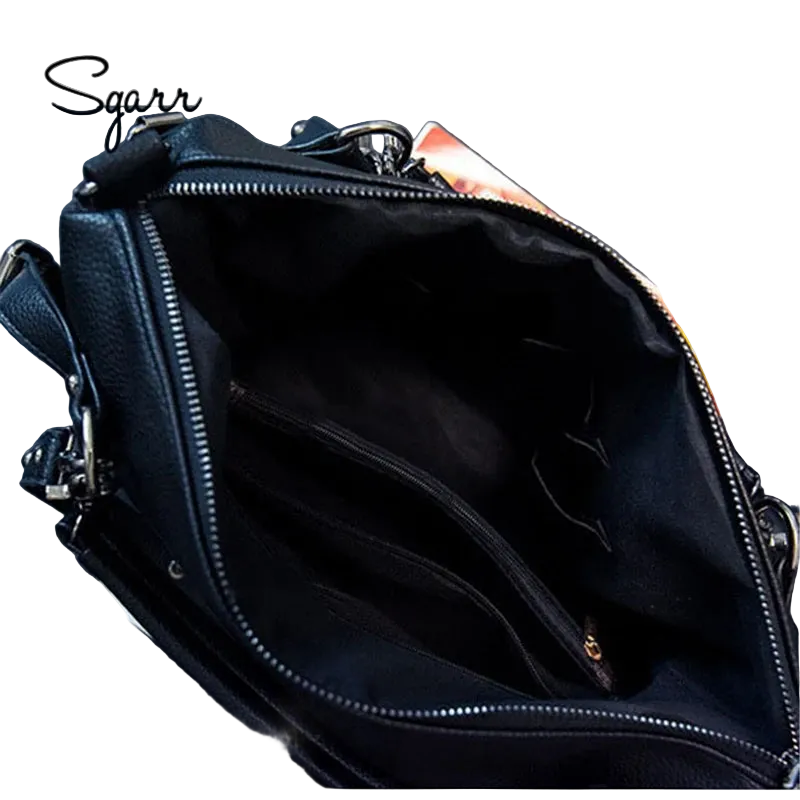 Leather Shoulder Bag with Rivet Studs