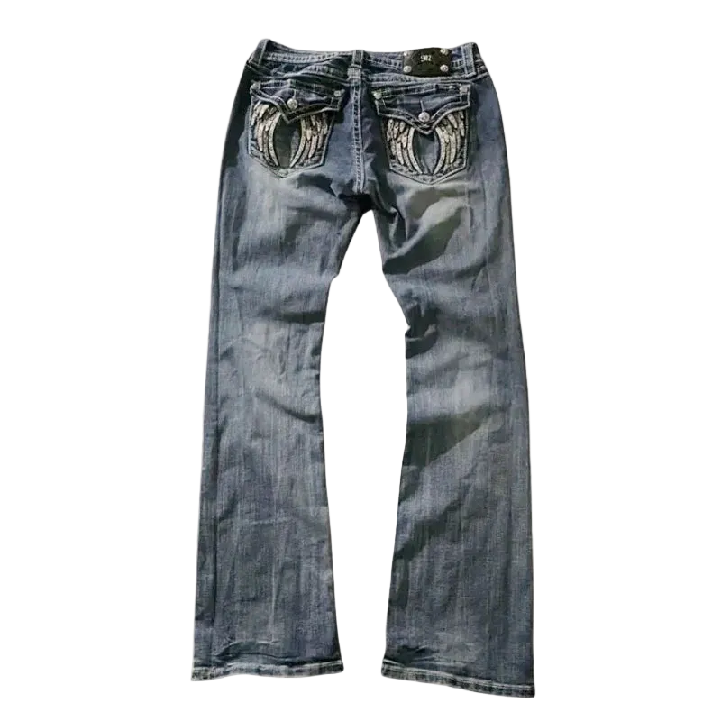 Embroidered Wing Jeans