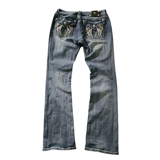 Embroidered Wing Jeans