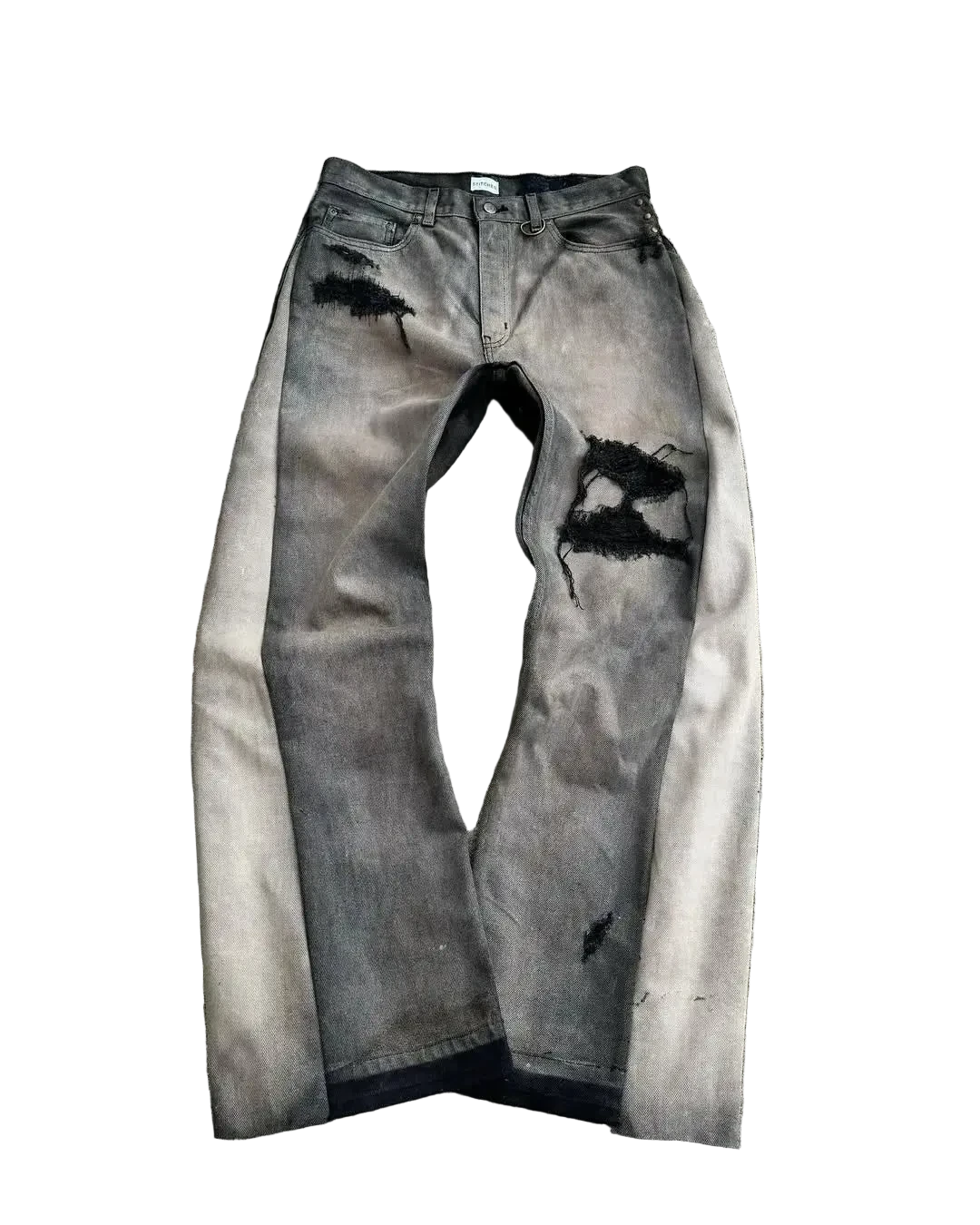 Flared Ripped Pants Two Toned