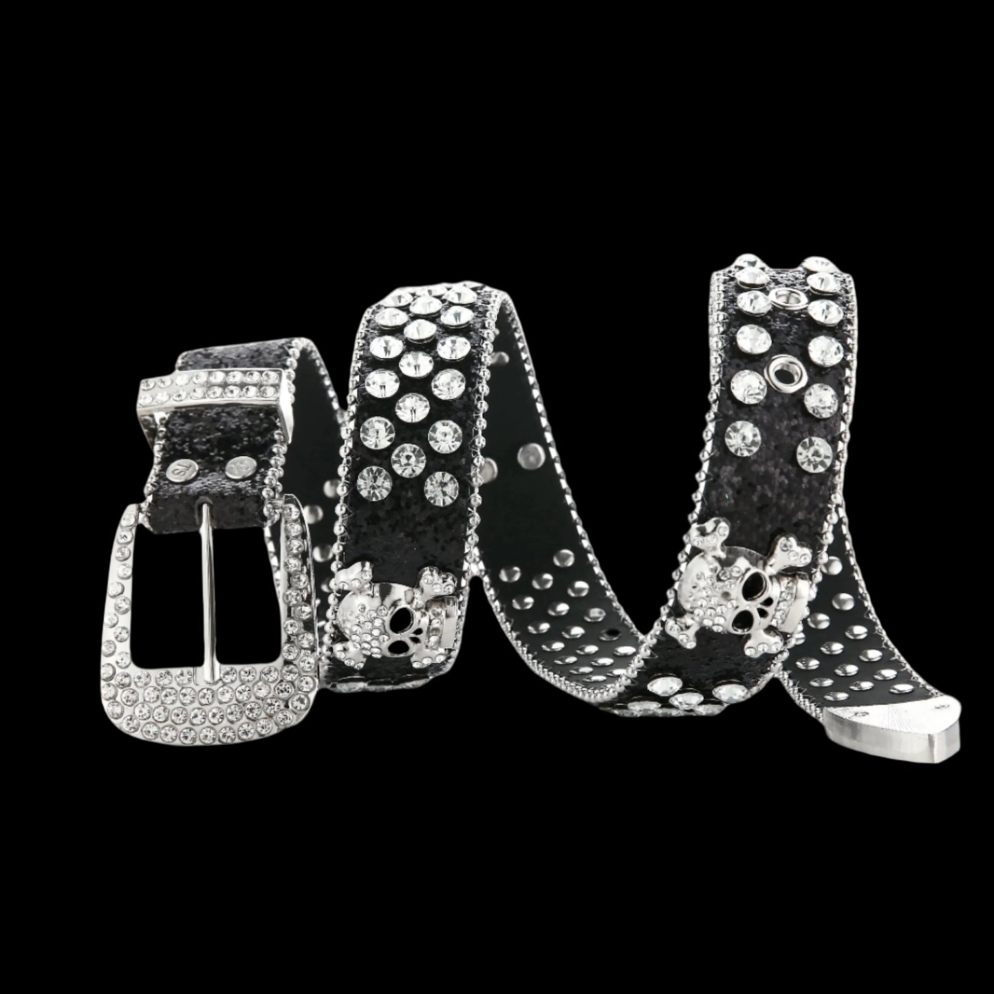 Rhinestone Skull Rivet Belt