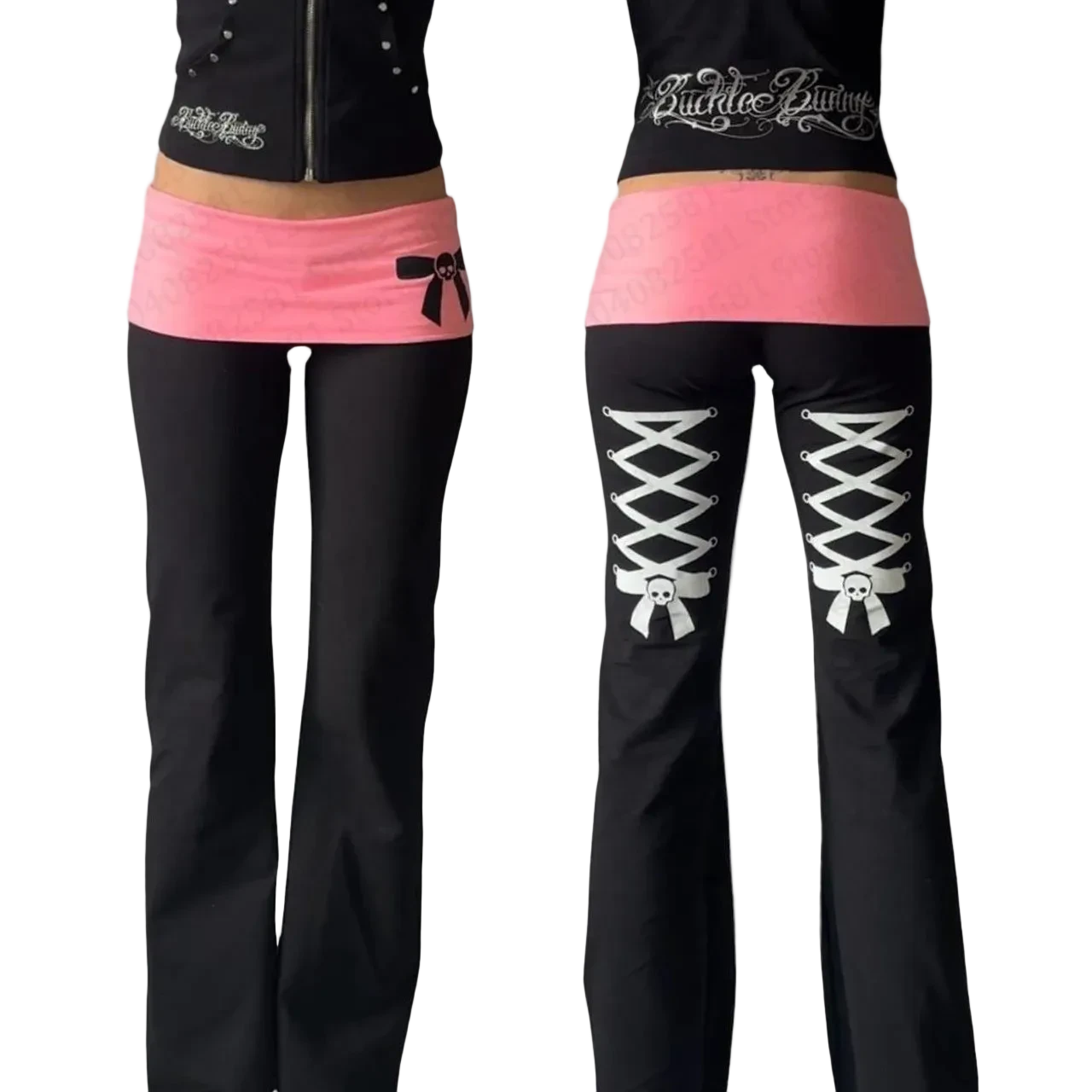 Skull & Bow Fold-Over Flares