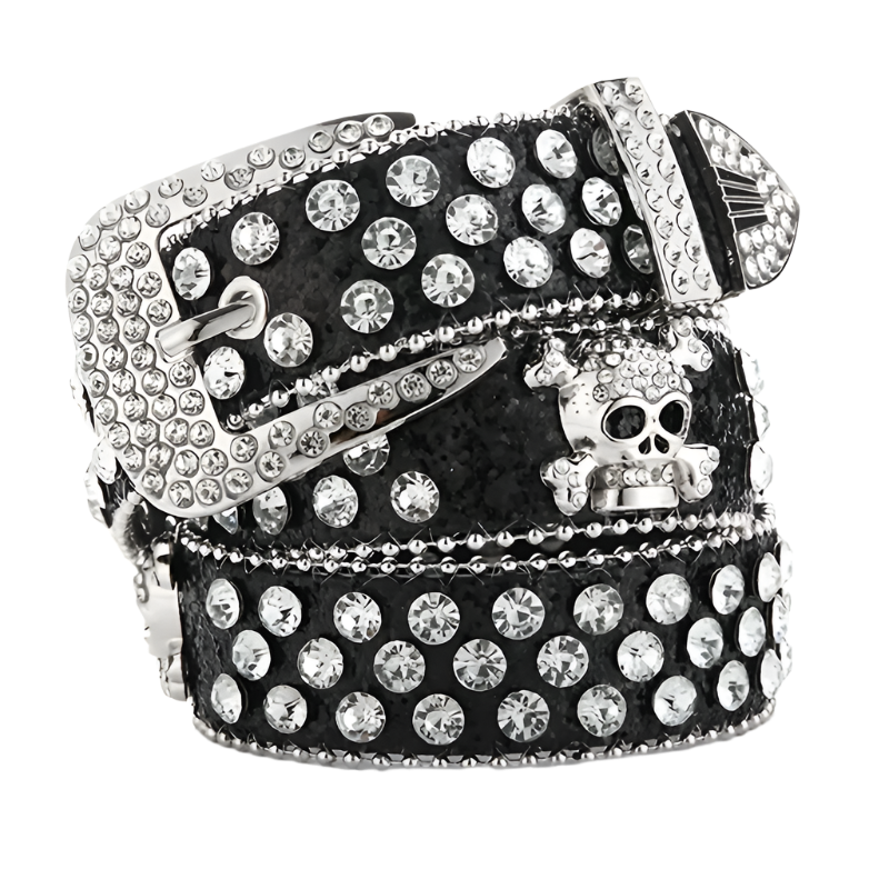 Rhinestone Skull Rivet Belt