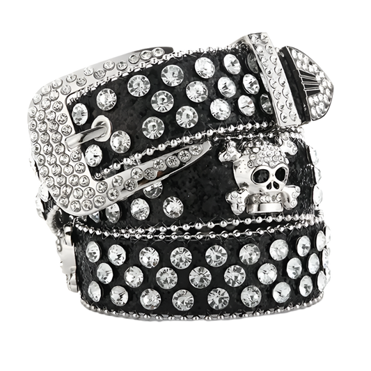 Rhinestone Skull Rivet Belt