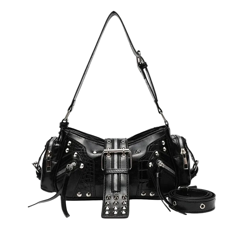 Rivet Leather Shoulder Purse
