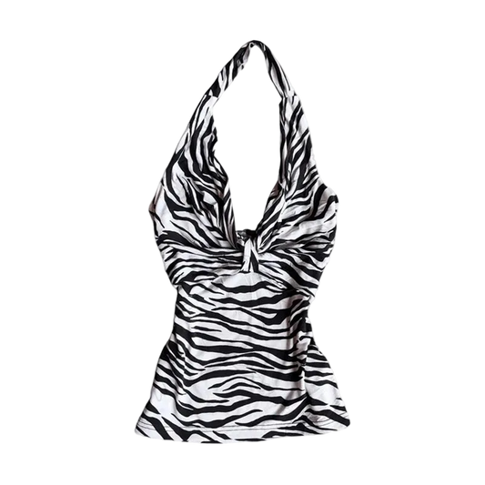 Zebra-Print halter neck top