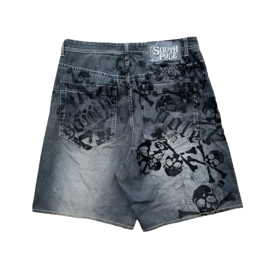 skull pattern jorts