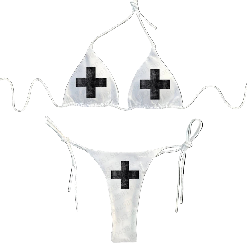 Cross print bikini set