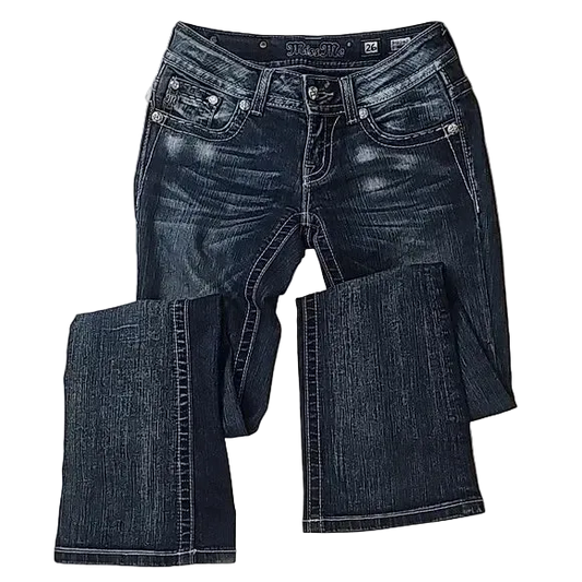 Diamond Embroidery Low Rise Jeans
