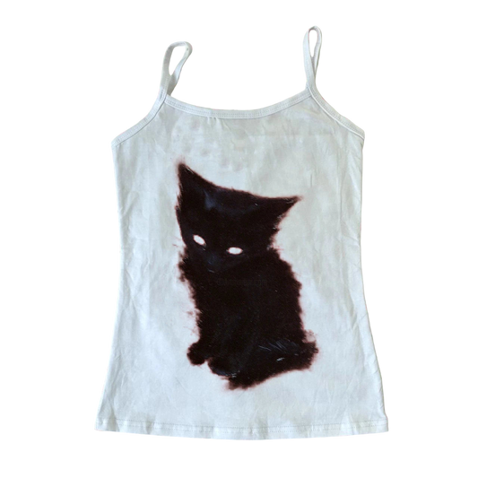 Black Cat Print Top