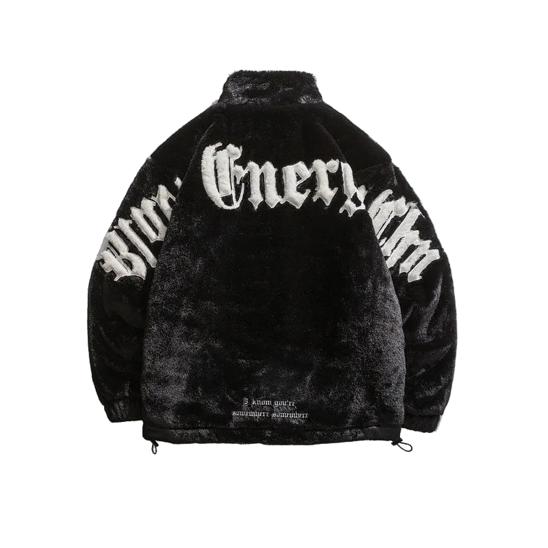 Letter Embroidered Fleece Jacket