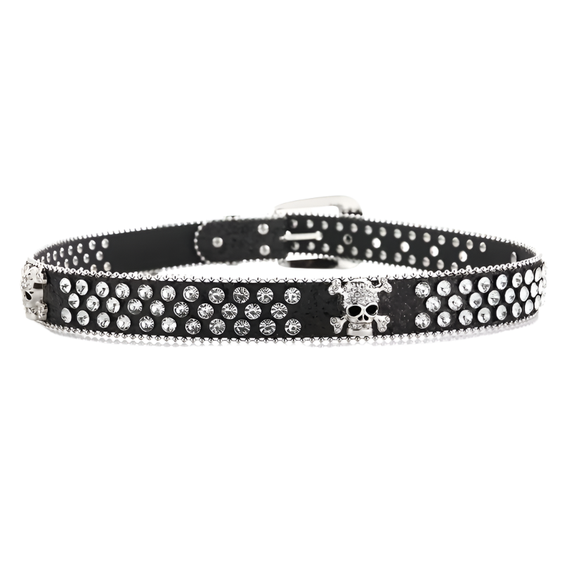 Rhinestone Skull Rivet Belt