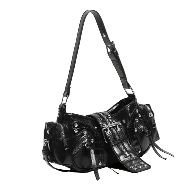 Rivet Leather Shoulder Purse