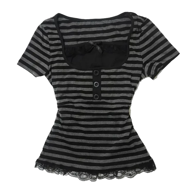 Striped Lace Top