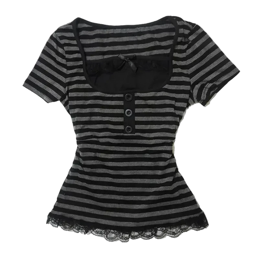Striped Lace Top
