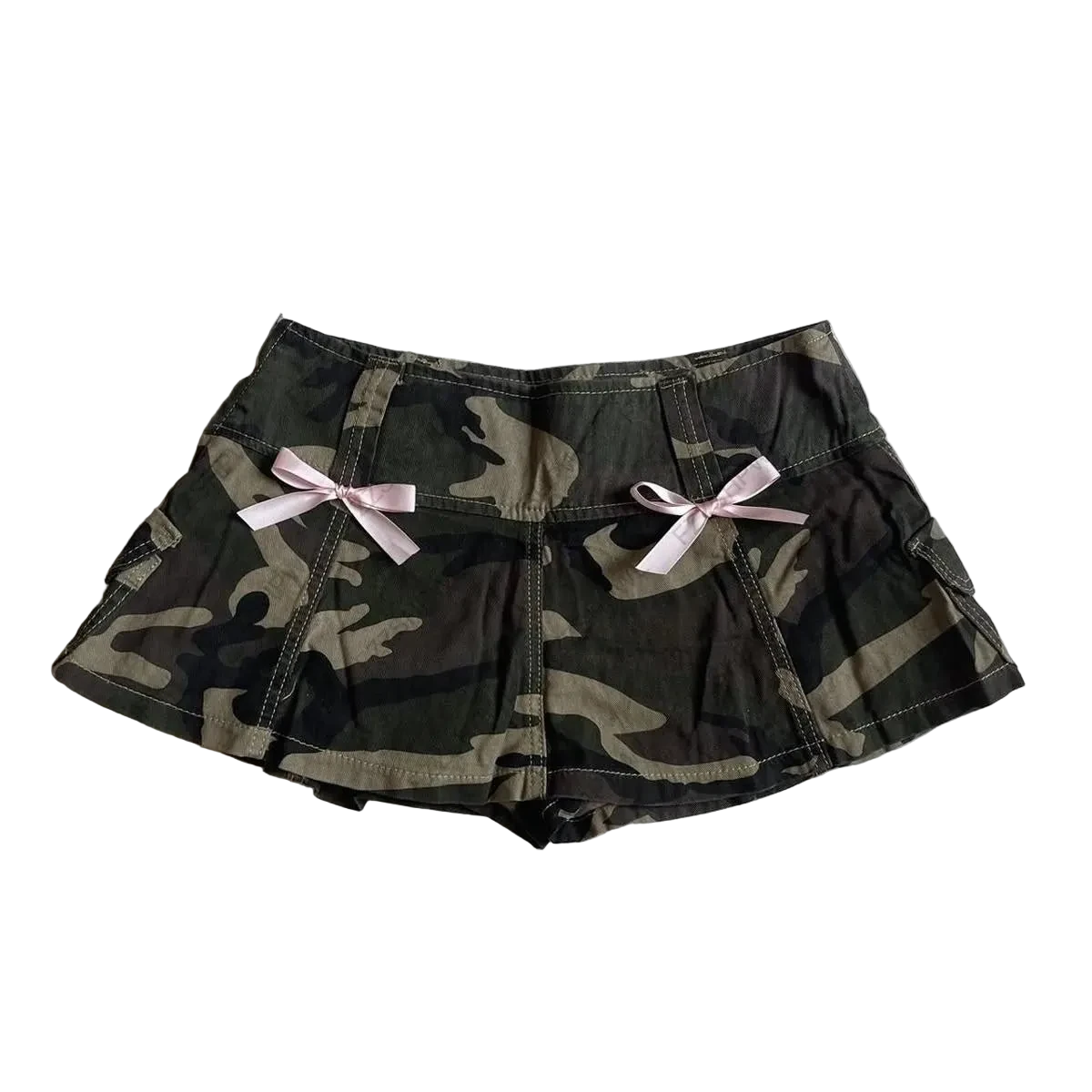 Camo Micro Skirt with Bows