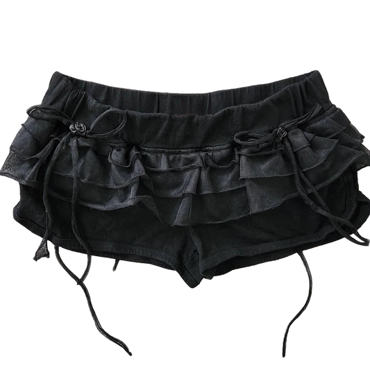 lace bow slim shorts