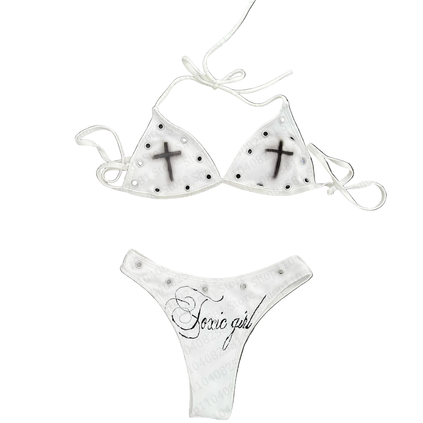 letter printed bikini set