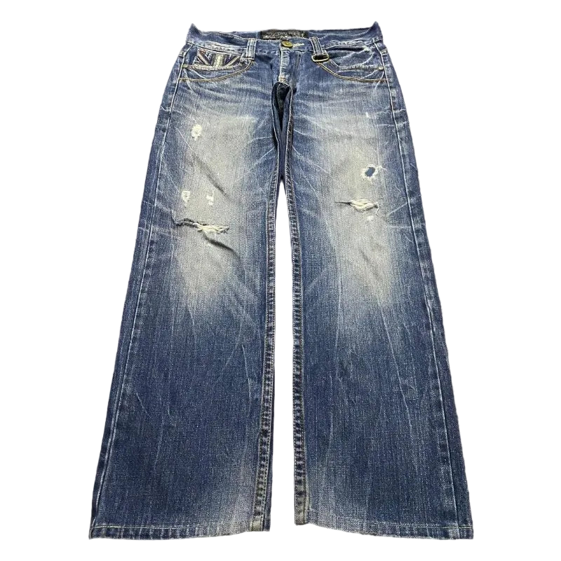 Wide-Leg Union Jack Jeans