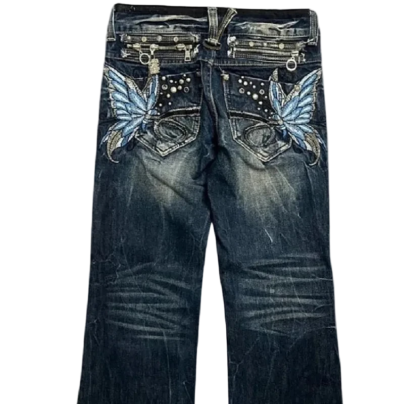 Embroidered Butterfly Jeans