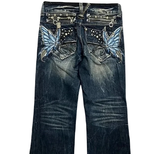 Embroidered Butterfly Jeans