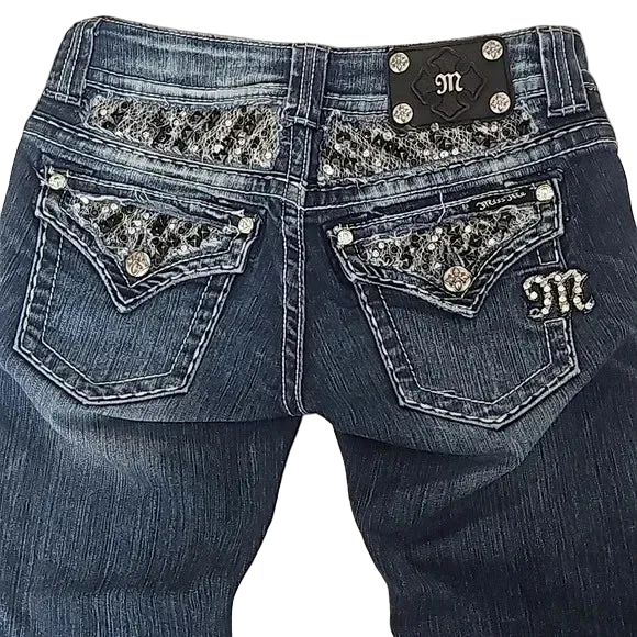 Diamond Embroidery Low Rise Jeans