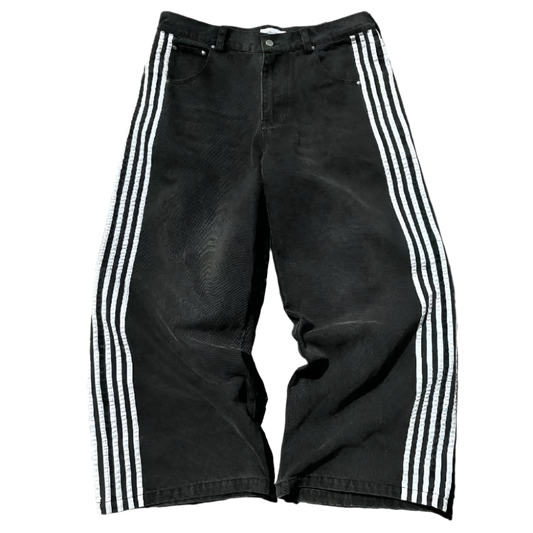 UNISEX Striped Black Jeans