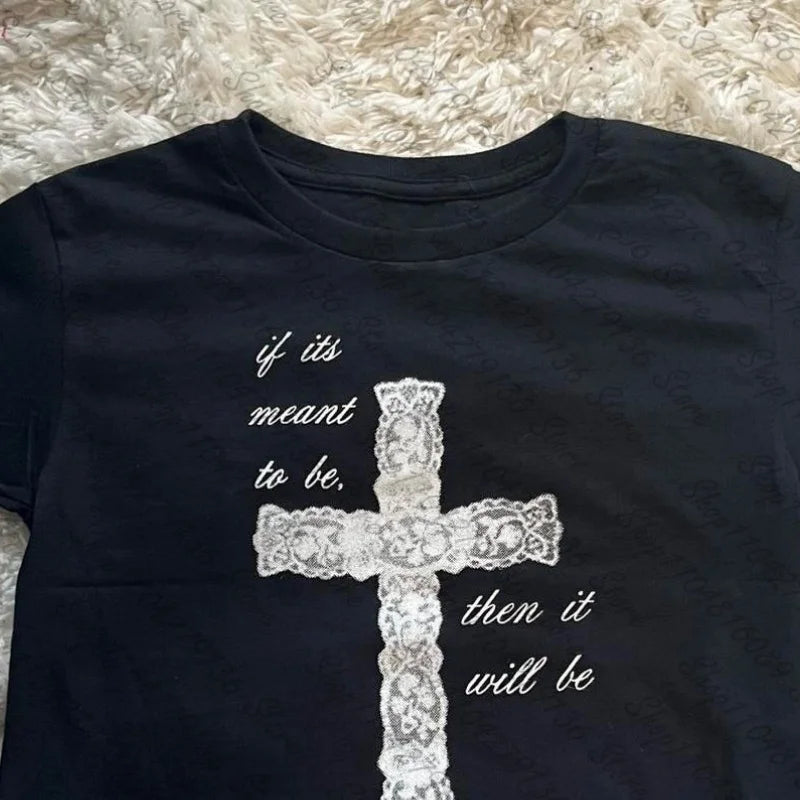 Lace Cross Baby Tee