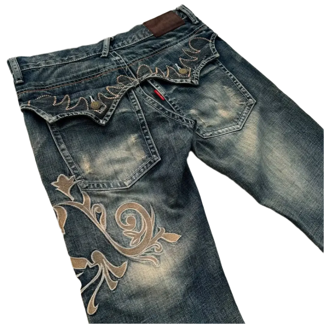 Embroidered Flared Jeans