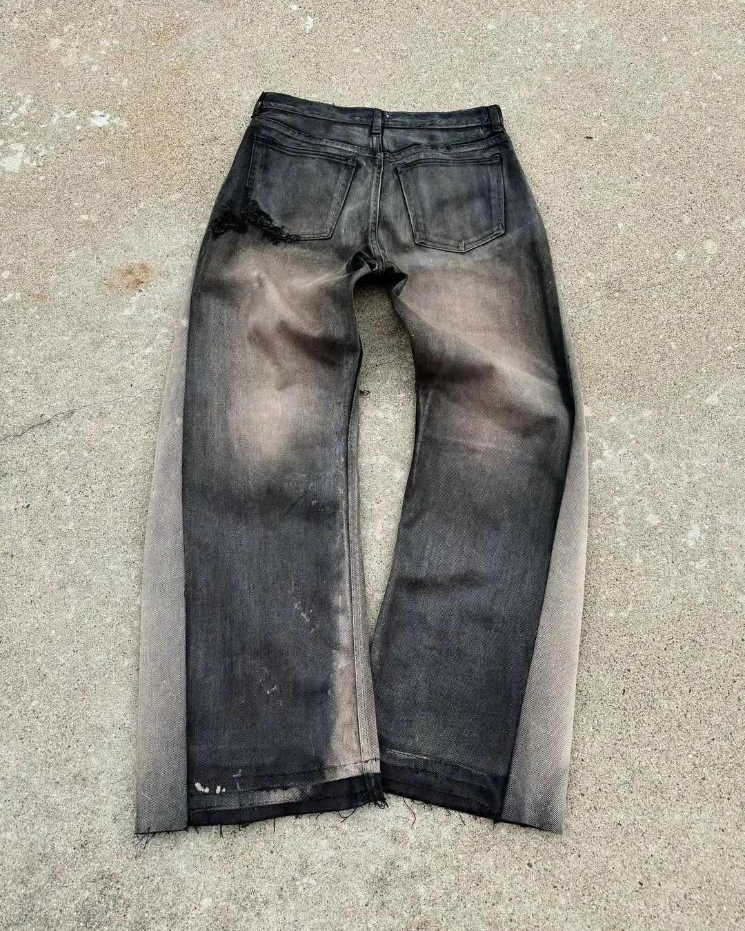 Flared Ripped Pants Two Toned