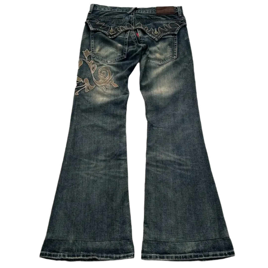 Embroidered Flared Jeans