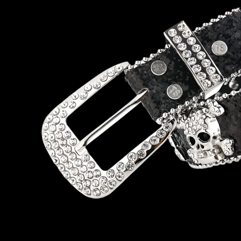 Rhinestone Skull Rivet Belt