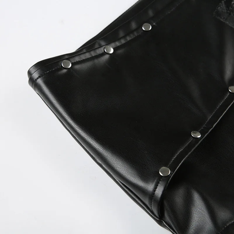 Rivet Buckle Belt Low Waist Leather Shorts