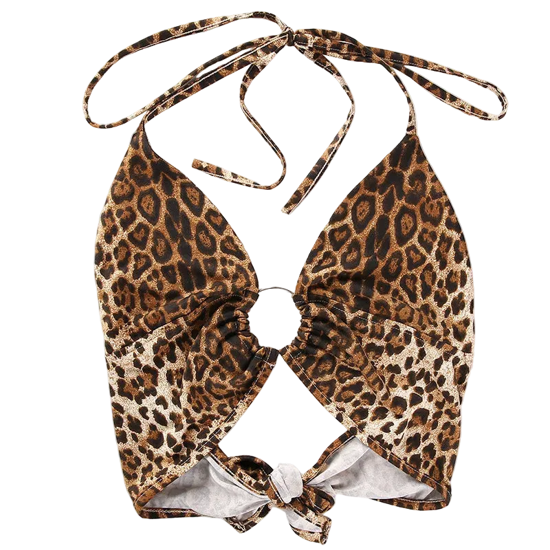 Leopard Print Halter Crop Top
