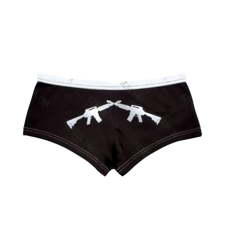 gun print mini shorts