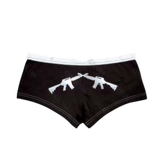 gun print mini shorts
