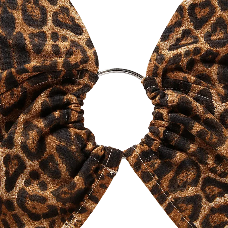 Leopard Print Halter Crop Top