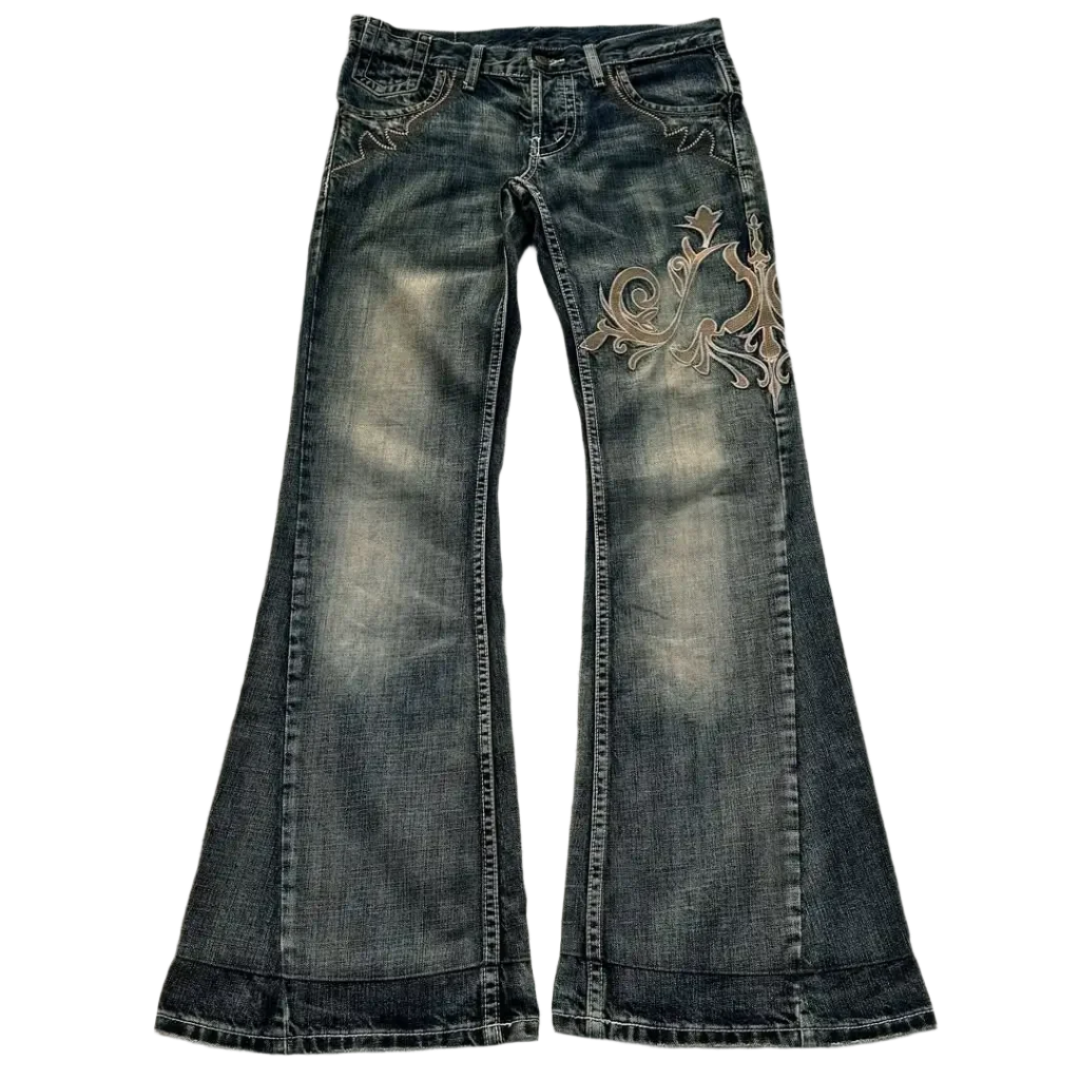 Embroidered Flared Jeans