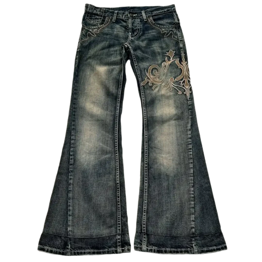 Embroidered Flared Jeans
