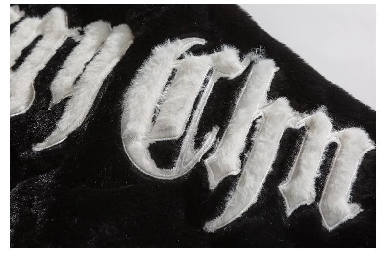 Letter Embroidered Fleece Jacket